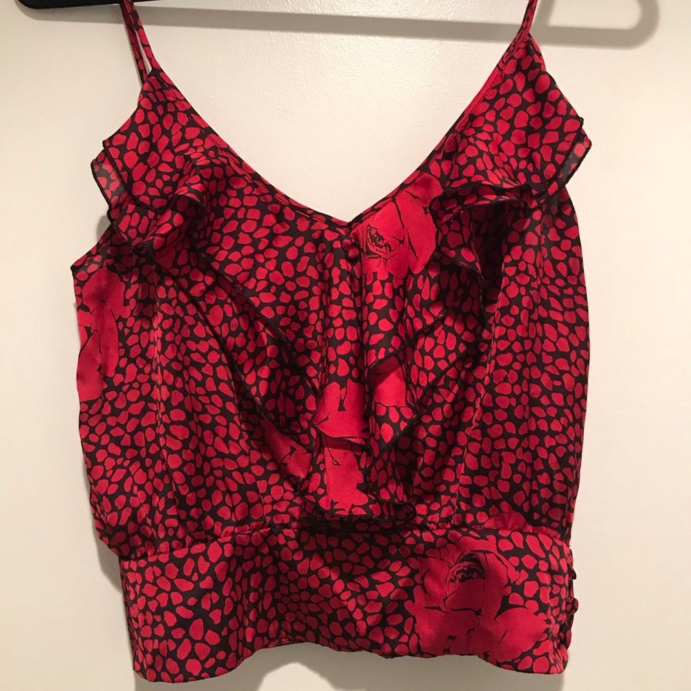 UO Reformed red and black ruffle tank top